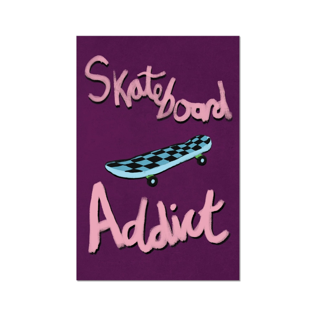 Skateboard Addict - Dark Purple, Pink, Blue Fine Art Print