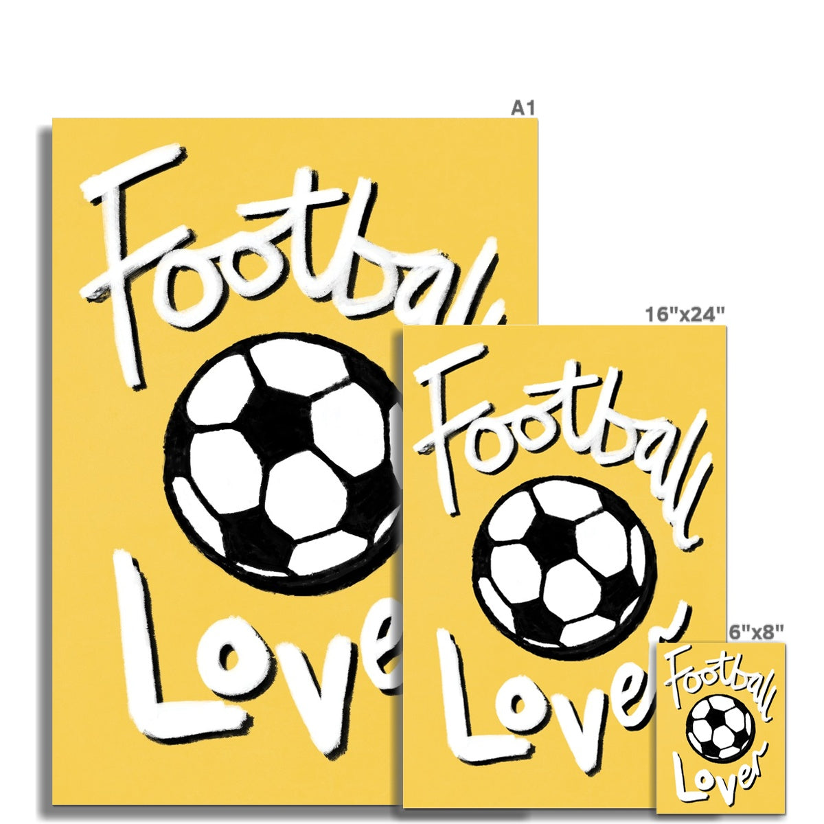 Football Lover Print - Yellow, White, Black Fine Art Print
