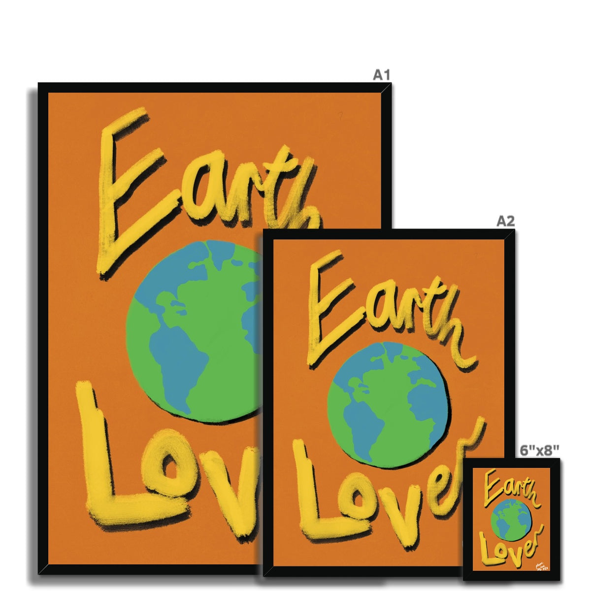 Earth Lover Print - Brown, Yellow Framed Print
