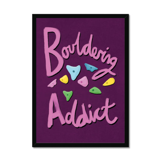 Bouldering Addict - Purple and Pink Framed Print