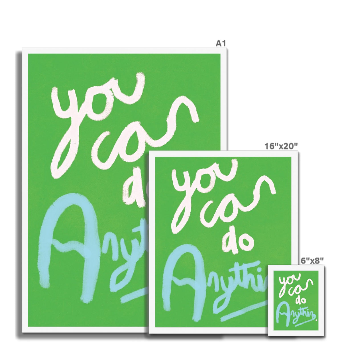 You Can Do Anything Print - Green, White, Blue Framed Print