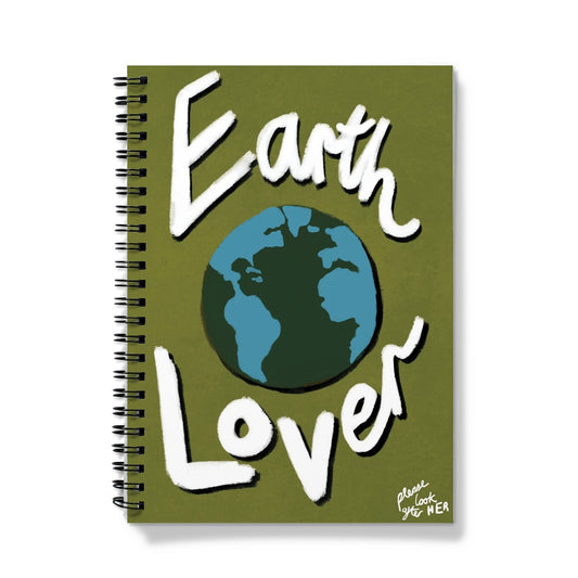 Earth Lover Print - Olive Green, Blue, White Notebook
