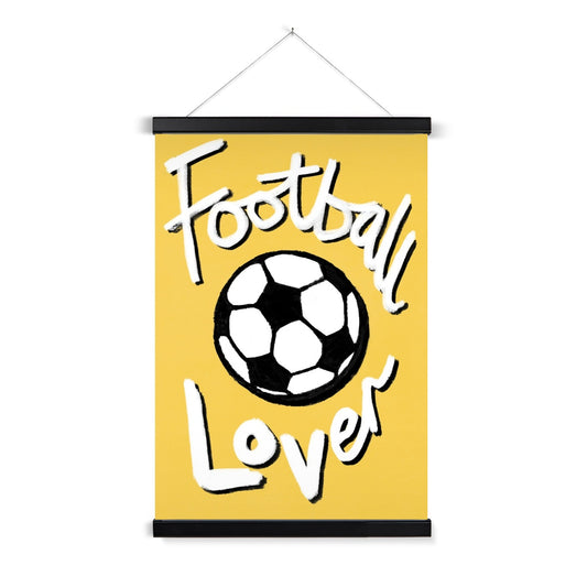 Football Lover Print - Yellow, White, Black Fine Art Print with Hanger