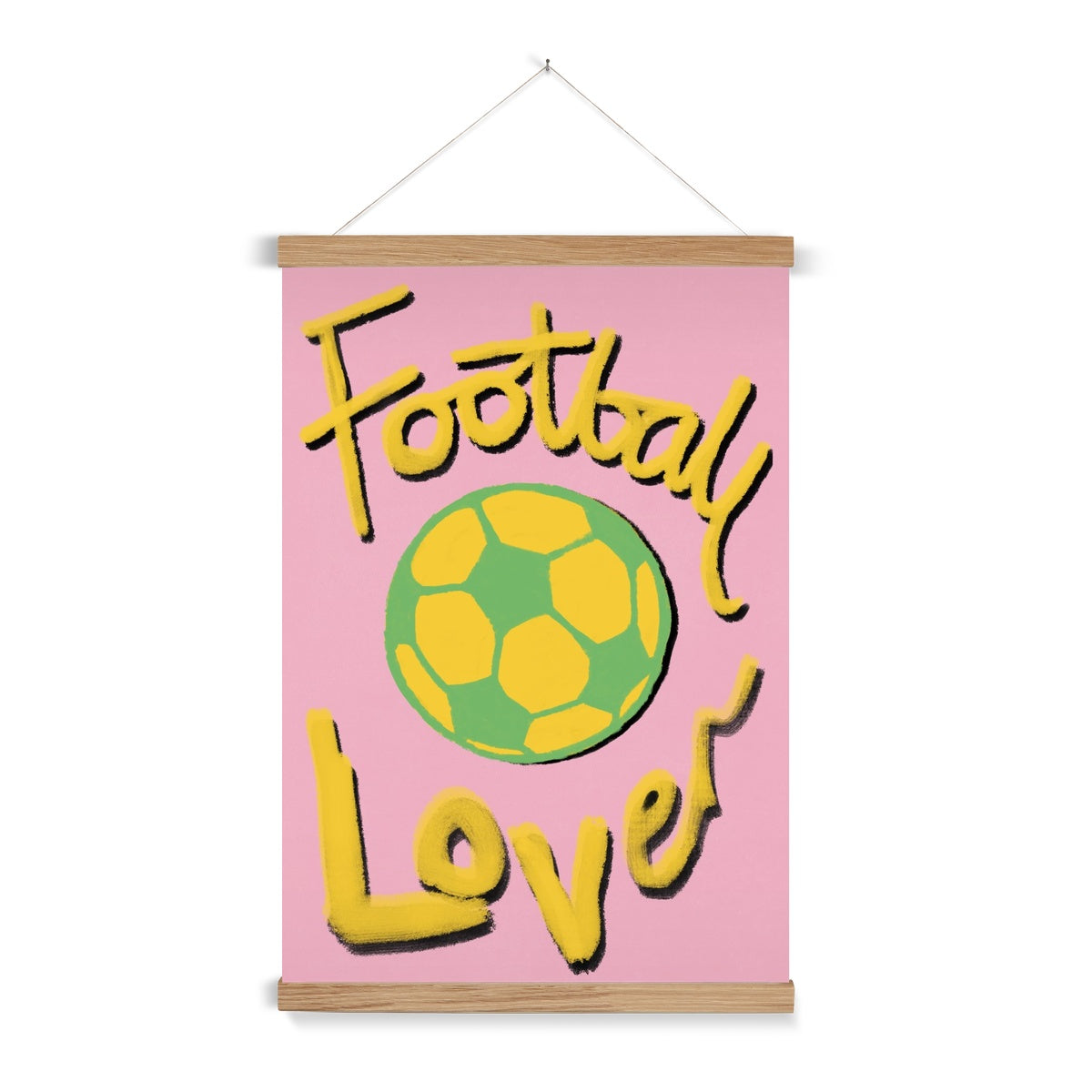 Football Lover Print - Pink, Yellow, Green Fine Art Print with Hanger