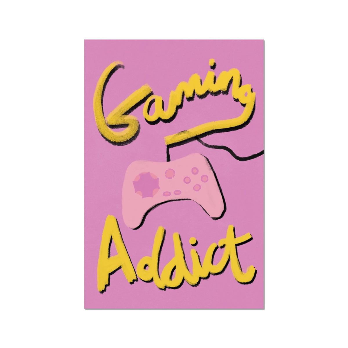 Gaming Addict Print - Pink, Yellow Fine Art Print