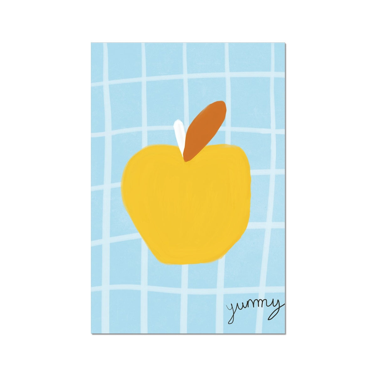 Yummy Apple Print - Blue, Yellow Fine Art Print
