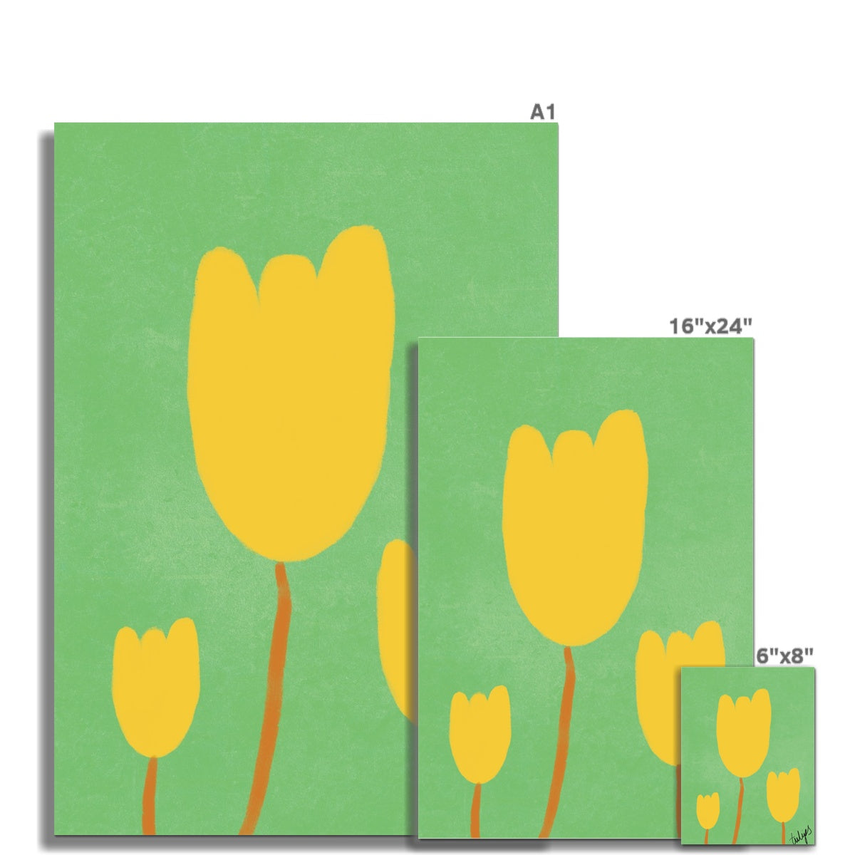 Tulips Print - Green, Yellow Fine Art Print