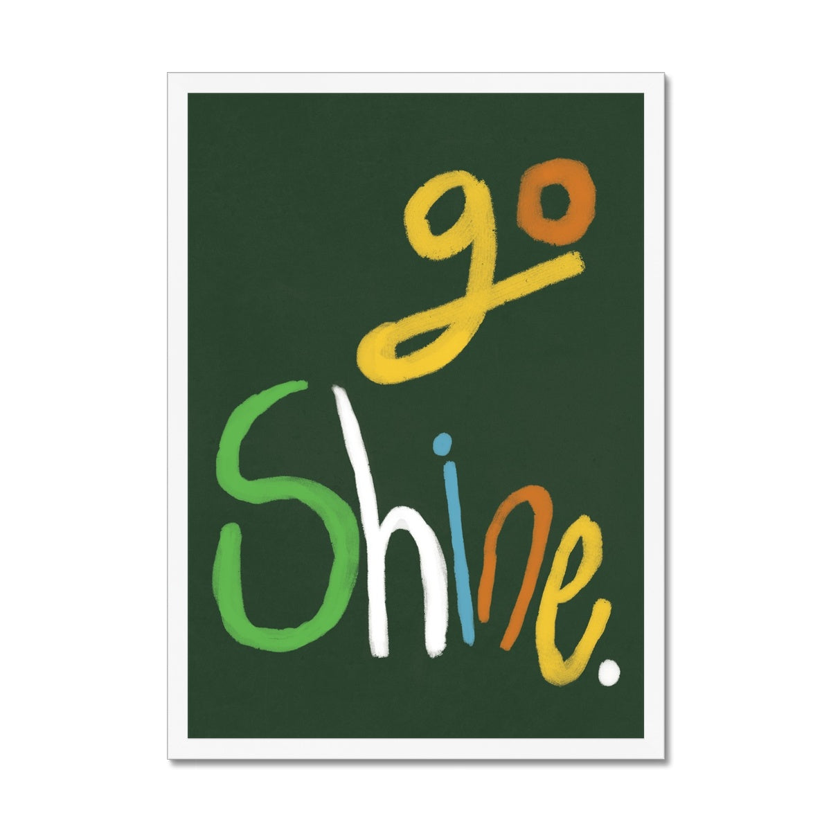 Go Shine Art Print - Green, Multi-coloured Framed Print