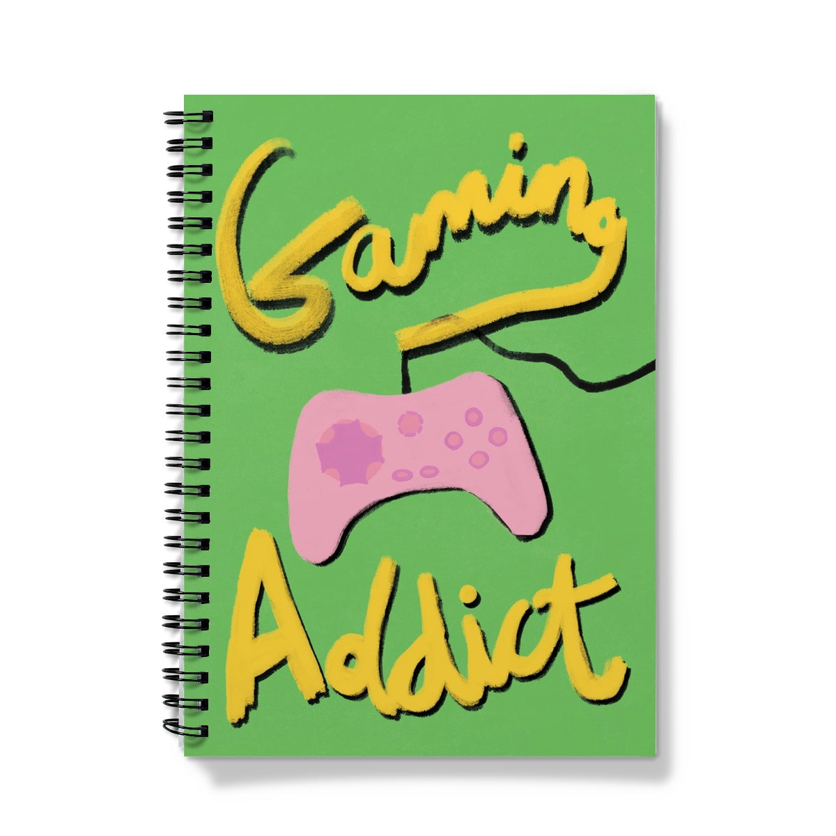 Gaming Addict Print - Green, Yellow, Pink Notebook
