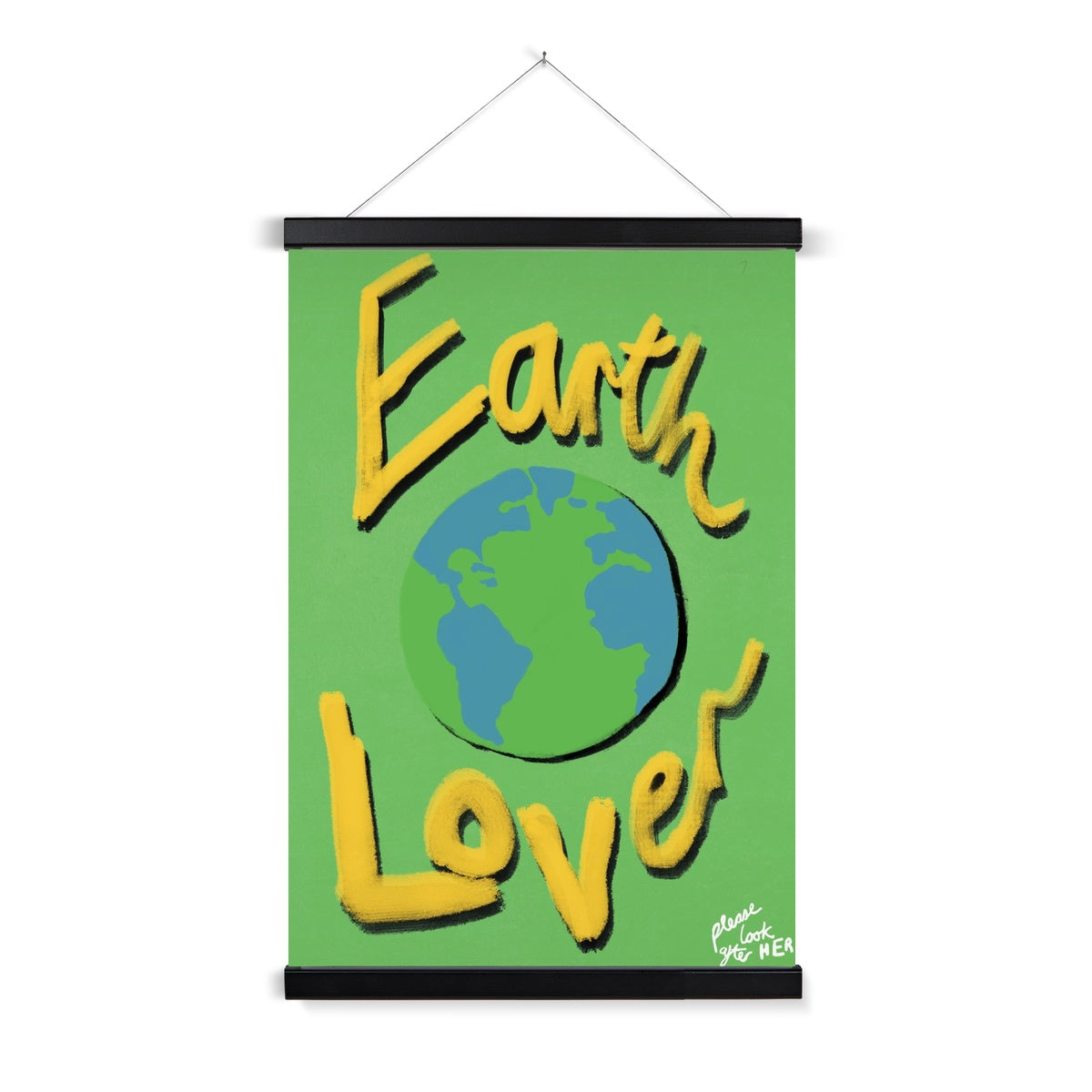 Earth Lover Print - Green, Yellow Fine Art Print with Hanger