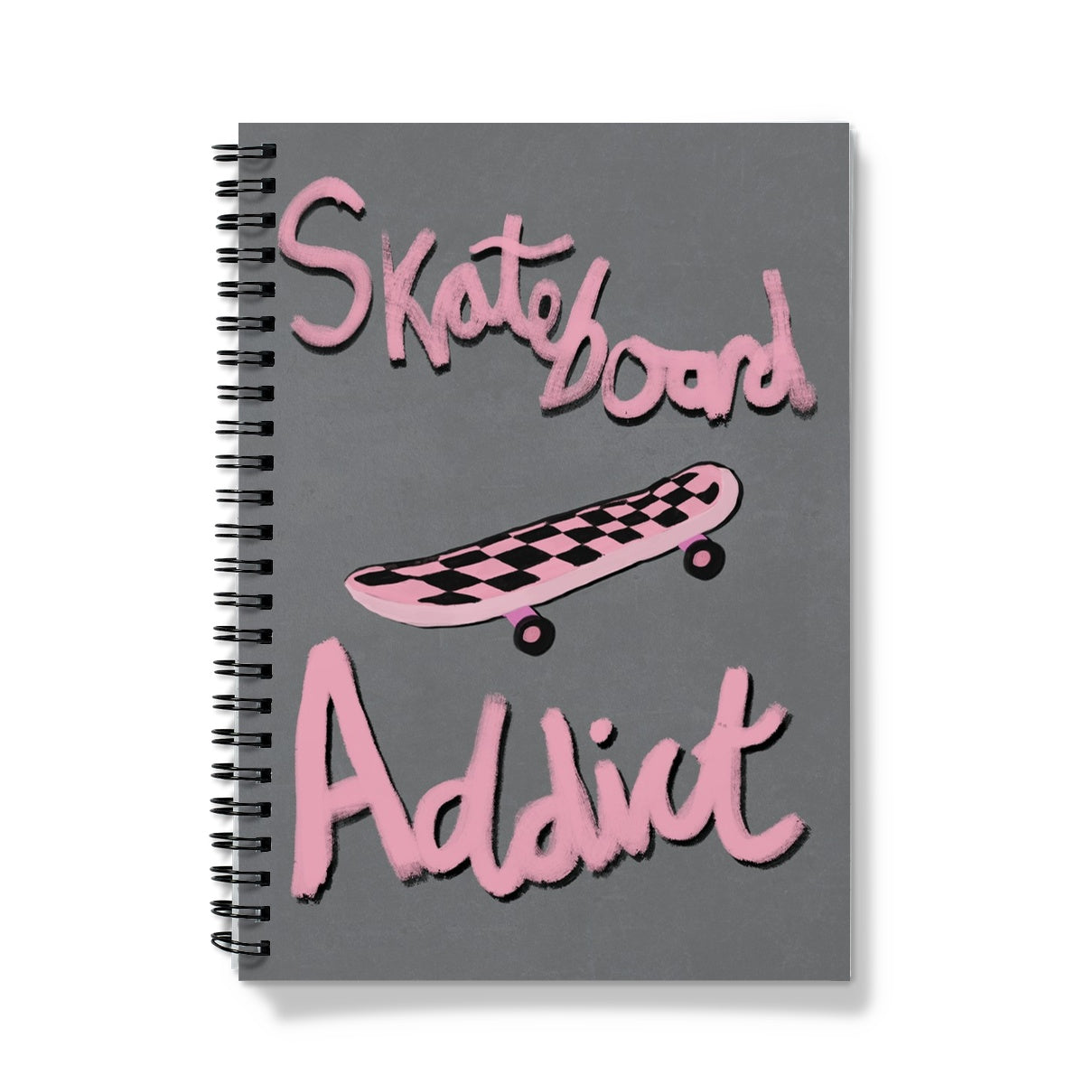 Skateboard Addict - Grey, Pink Notebook