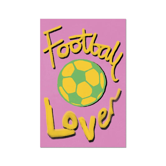 Football Lover Print - Pink, Yellow, Green Fine Art Print