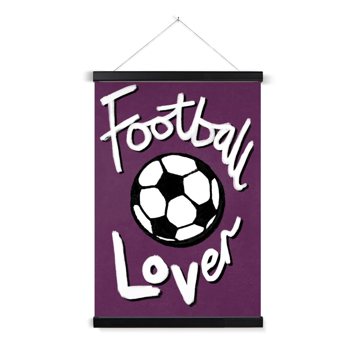 Football Lover Print - Plum, Black, White Fine Art Print with Hanger