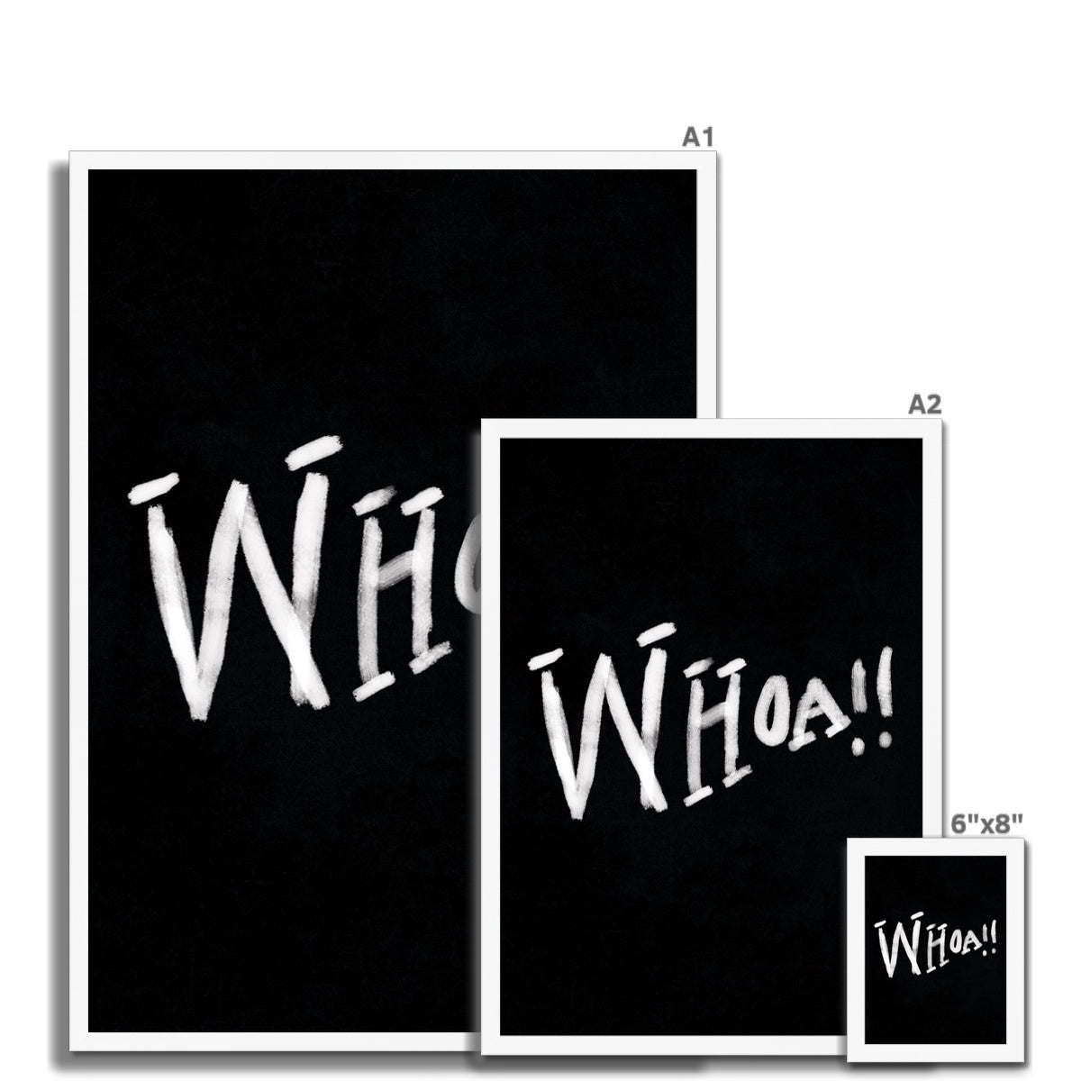 Whoa!! Print - Black, white Framed Print