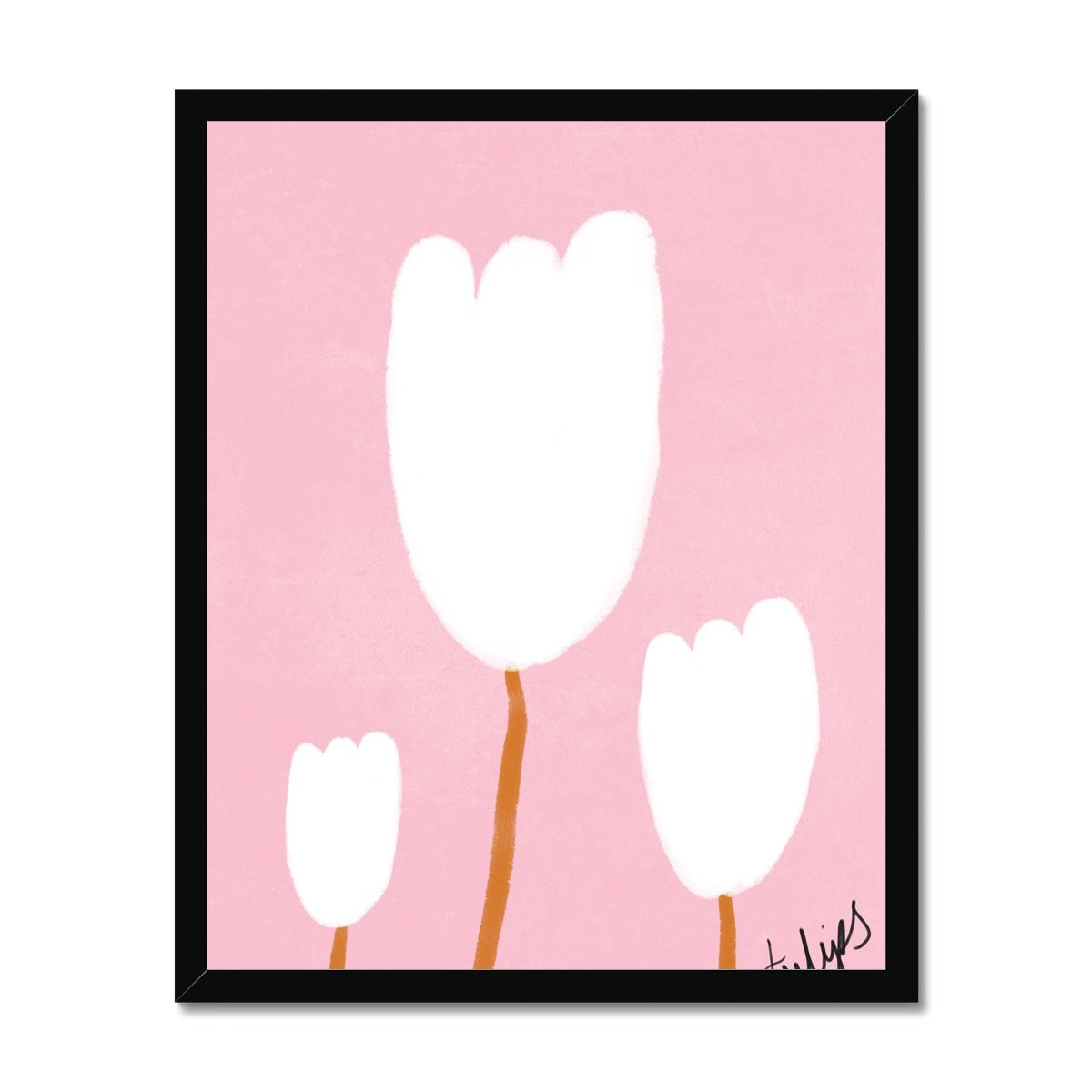 Tulips Print - Pink, White Framed Print