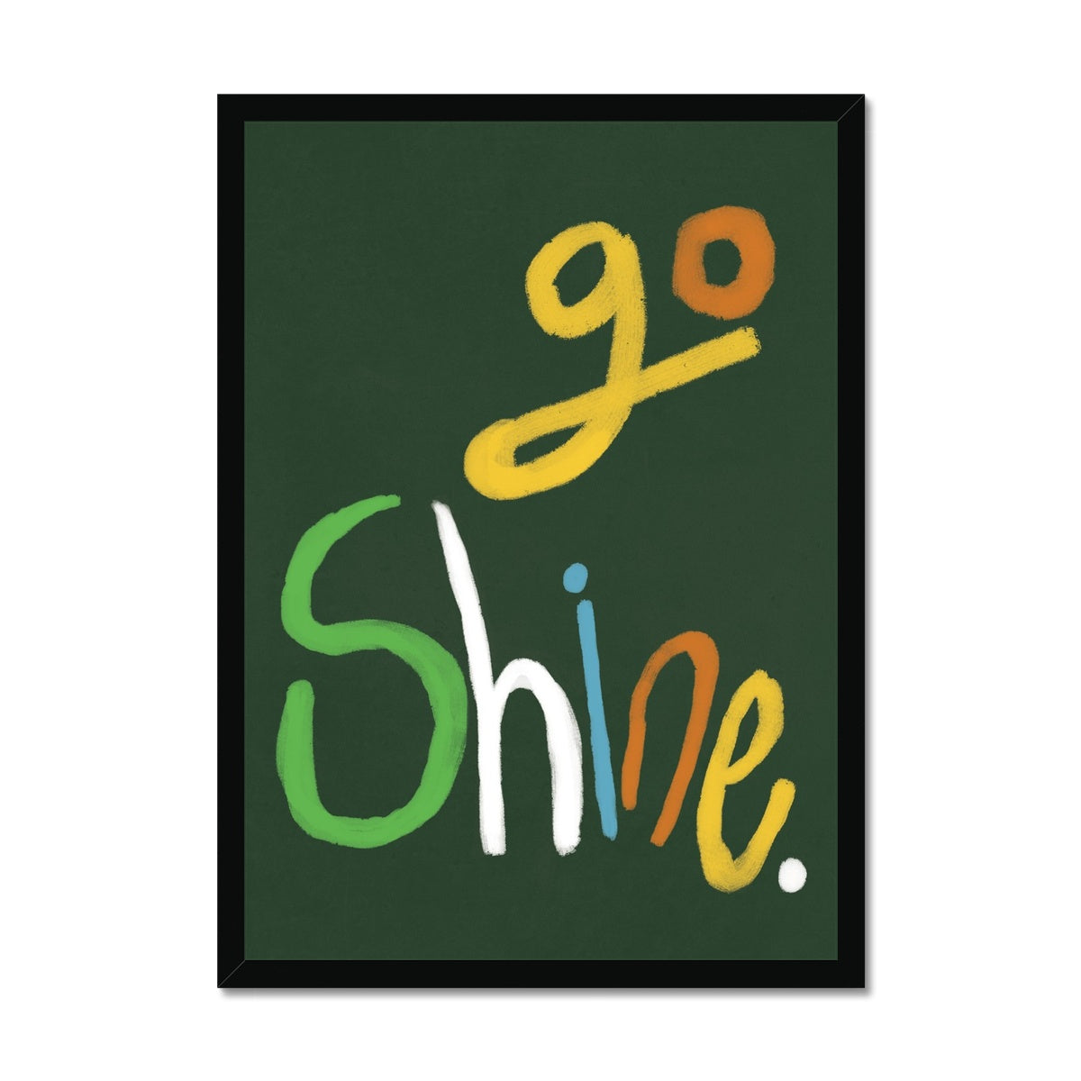 Go Shine Art Print - Green, Multi-coloured Framed Print