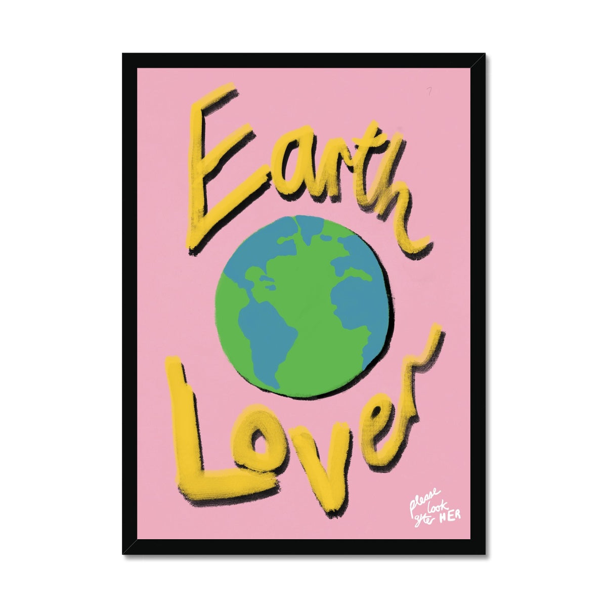 Earth Lover Print - Light Pink, Yellow Framed Print