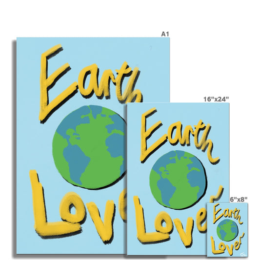 Earth Lover Print - Blue, Yellow Fine Art Print