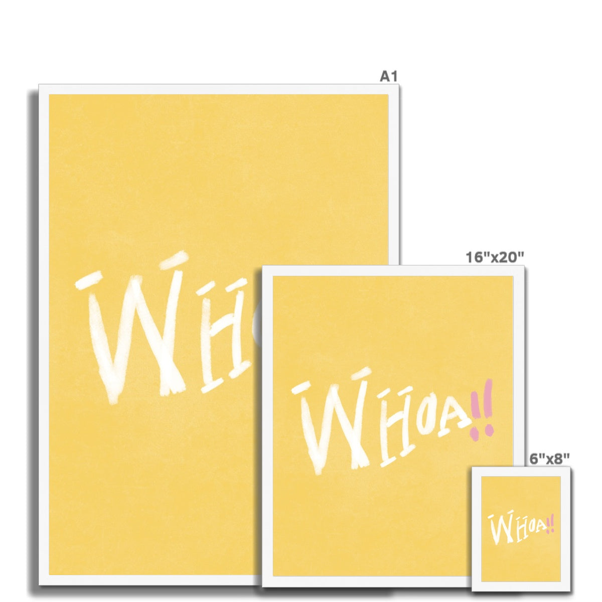 Whoa!! Print - Yellow, White, Pink Framed Print