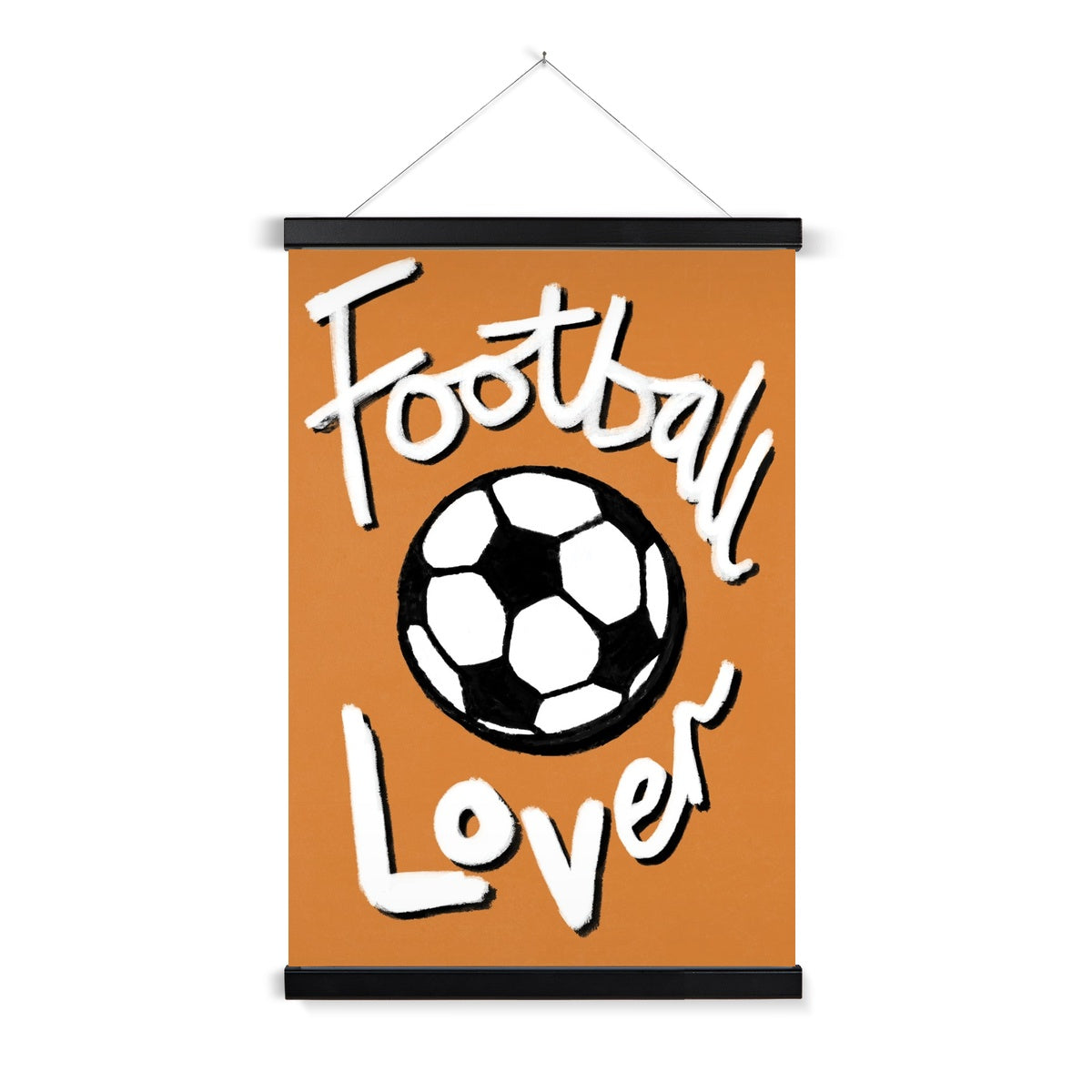 Football Lover Print - Brown, White, Black Fine Art Print with Hanger