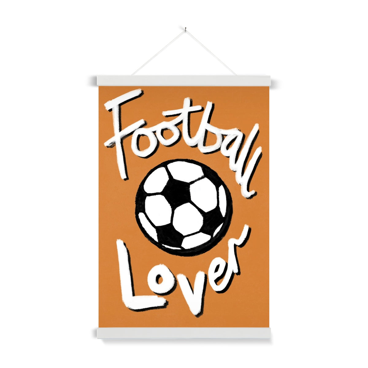 Football Lover Print - Brown, White, Black Fine Art Print with Hanger