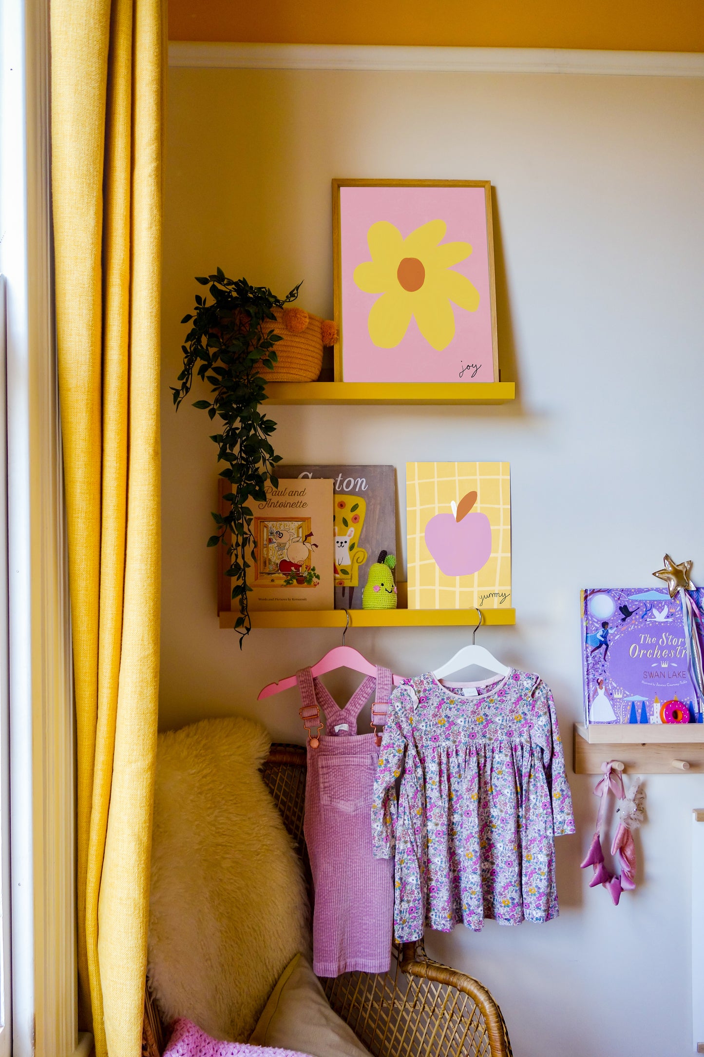 Joy Flower Print - Pink, Yellow, Brown Fine Art Print