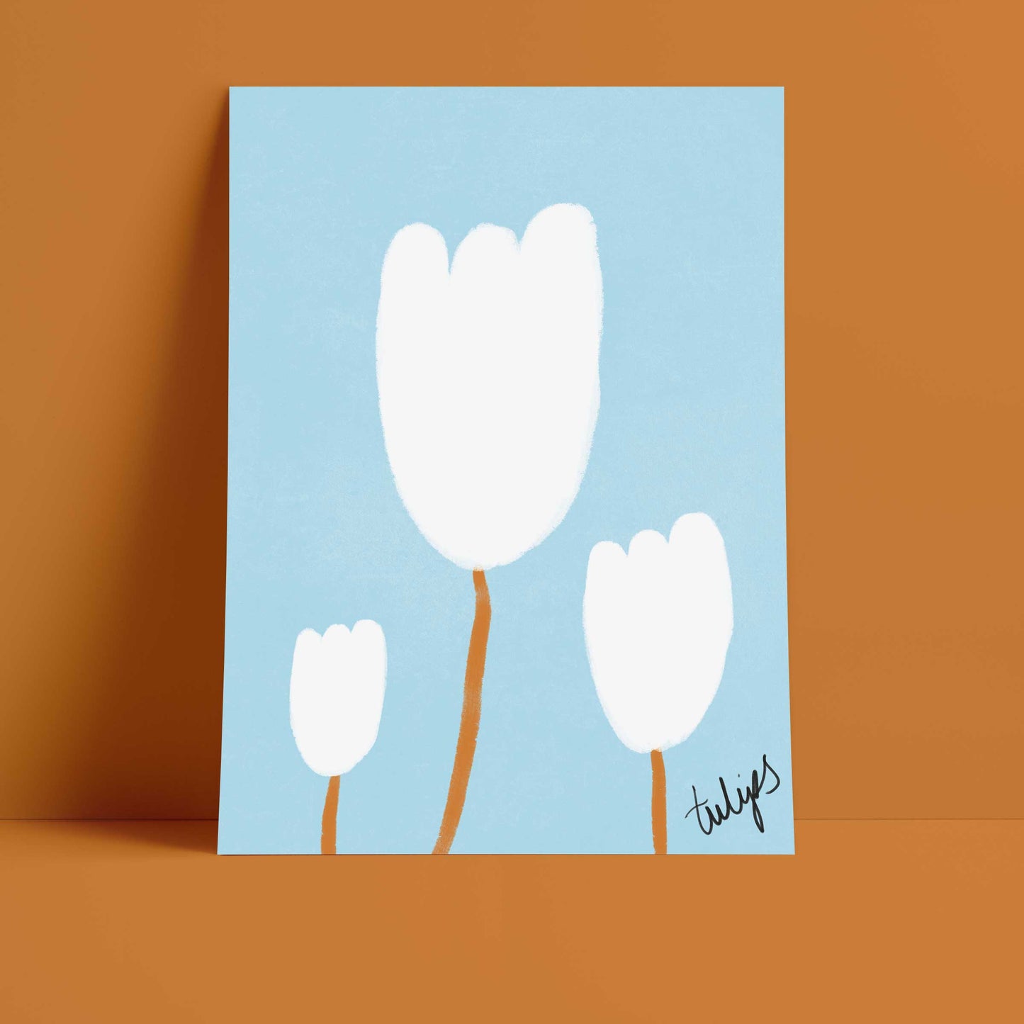 Tulips Print - Blue, White Fine Art Print