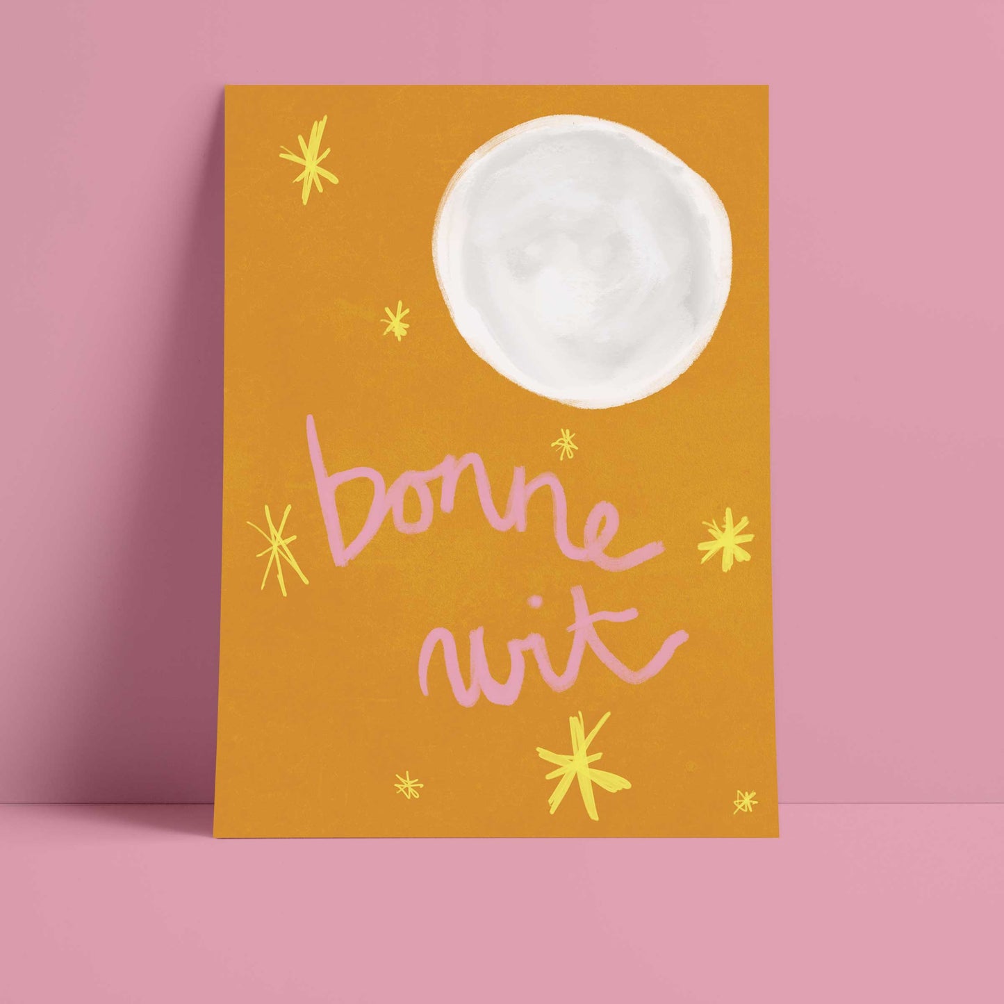 Bonne Nuit Print - Brown with Pink Fine Art Print