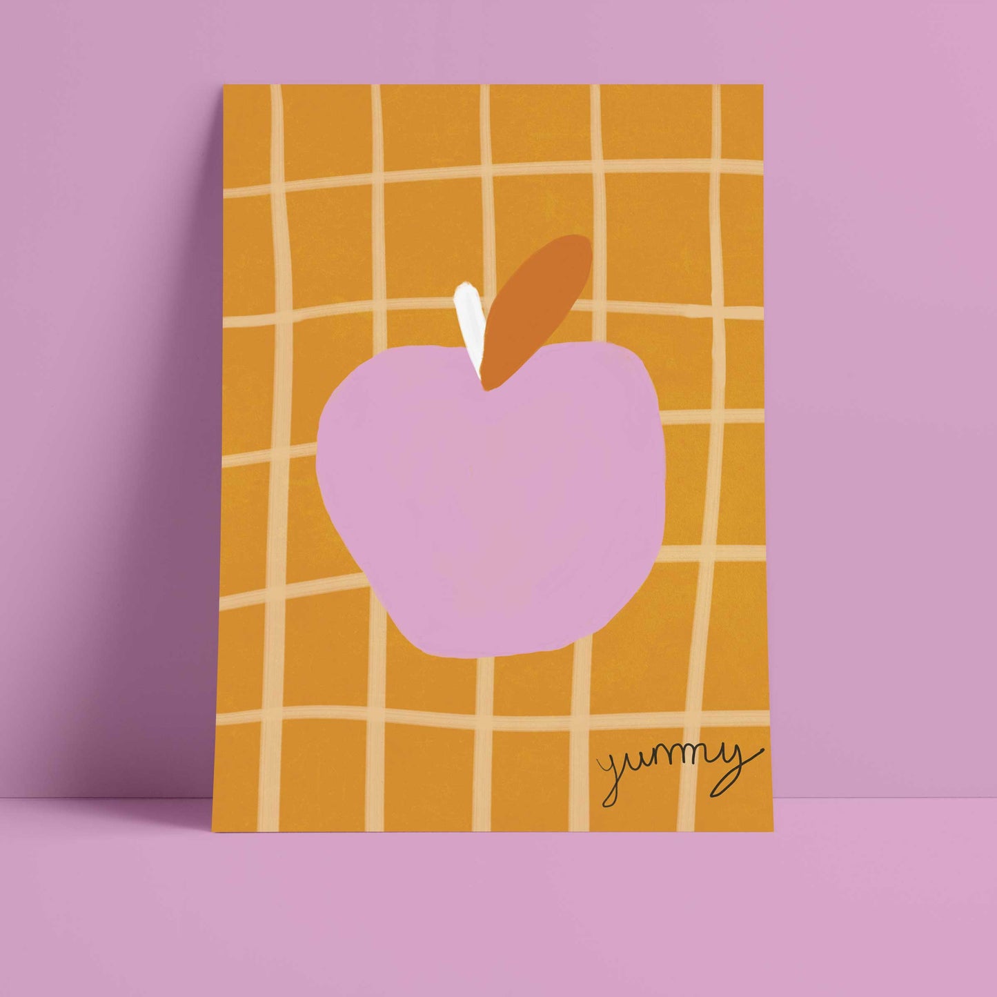 Yummy Apple Print - Brown, Pink Fine Art Print