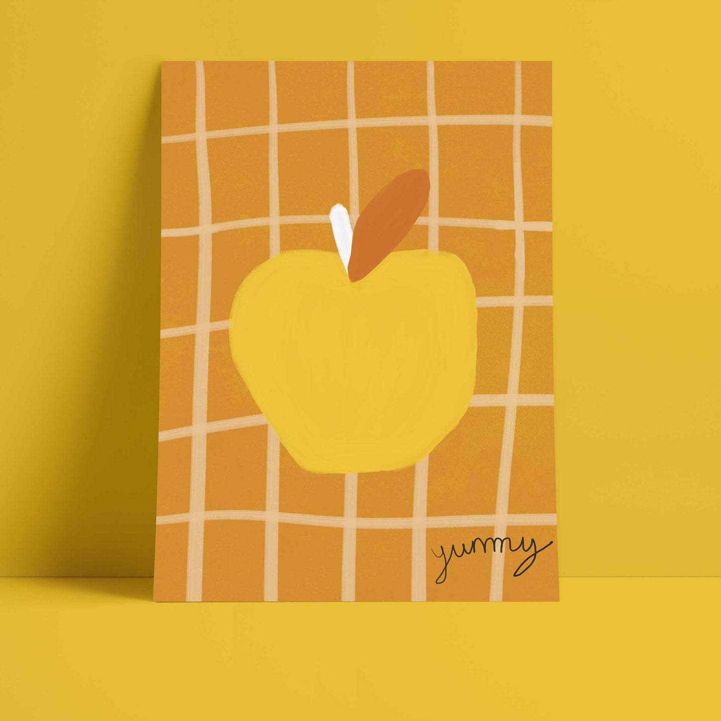 Yummy Apple Print - Brown, Yellow Fine Art Print