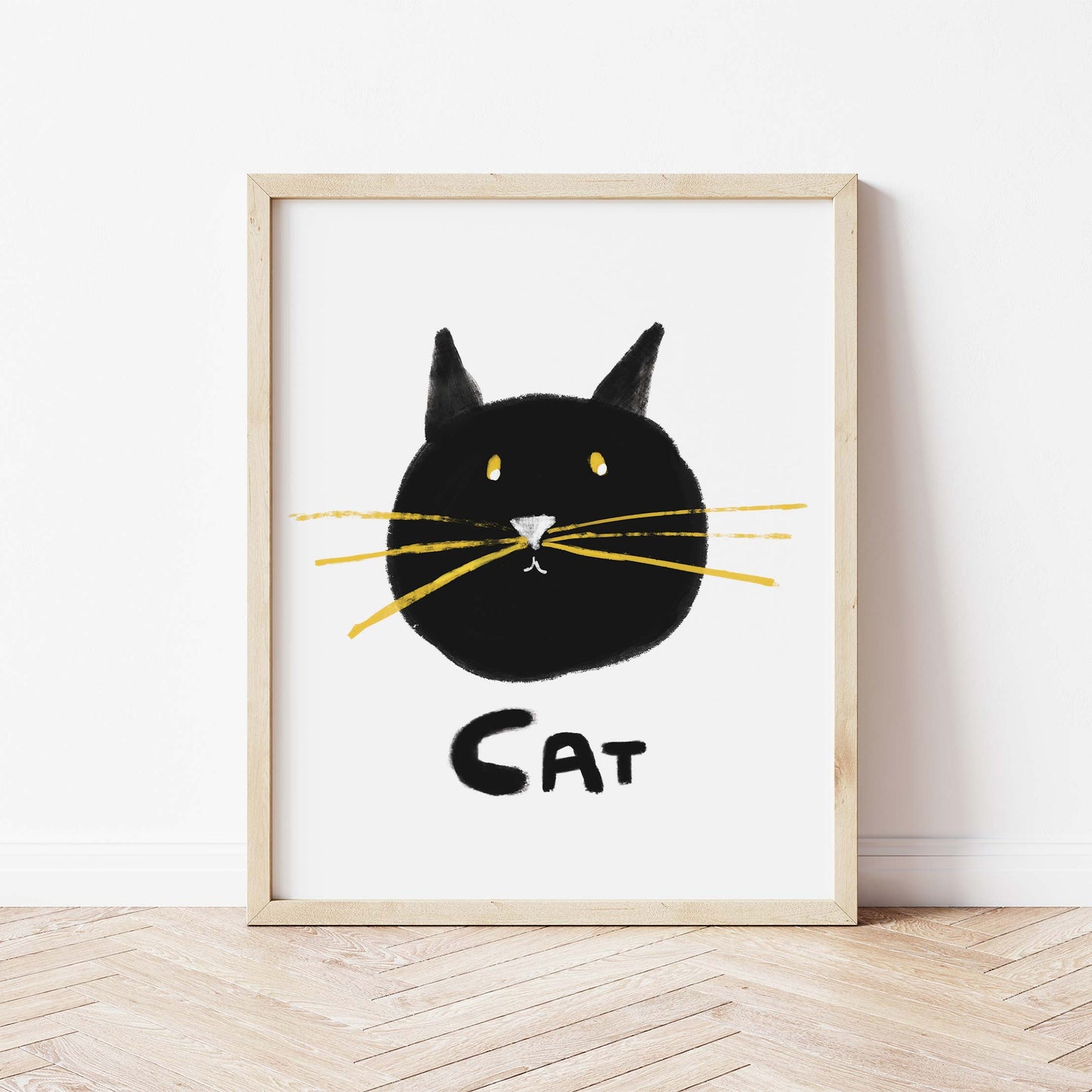 Cat Print - White with black Fine Art Print