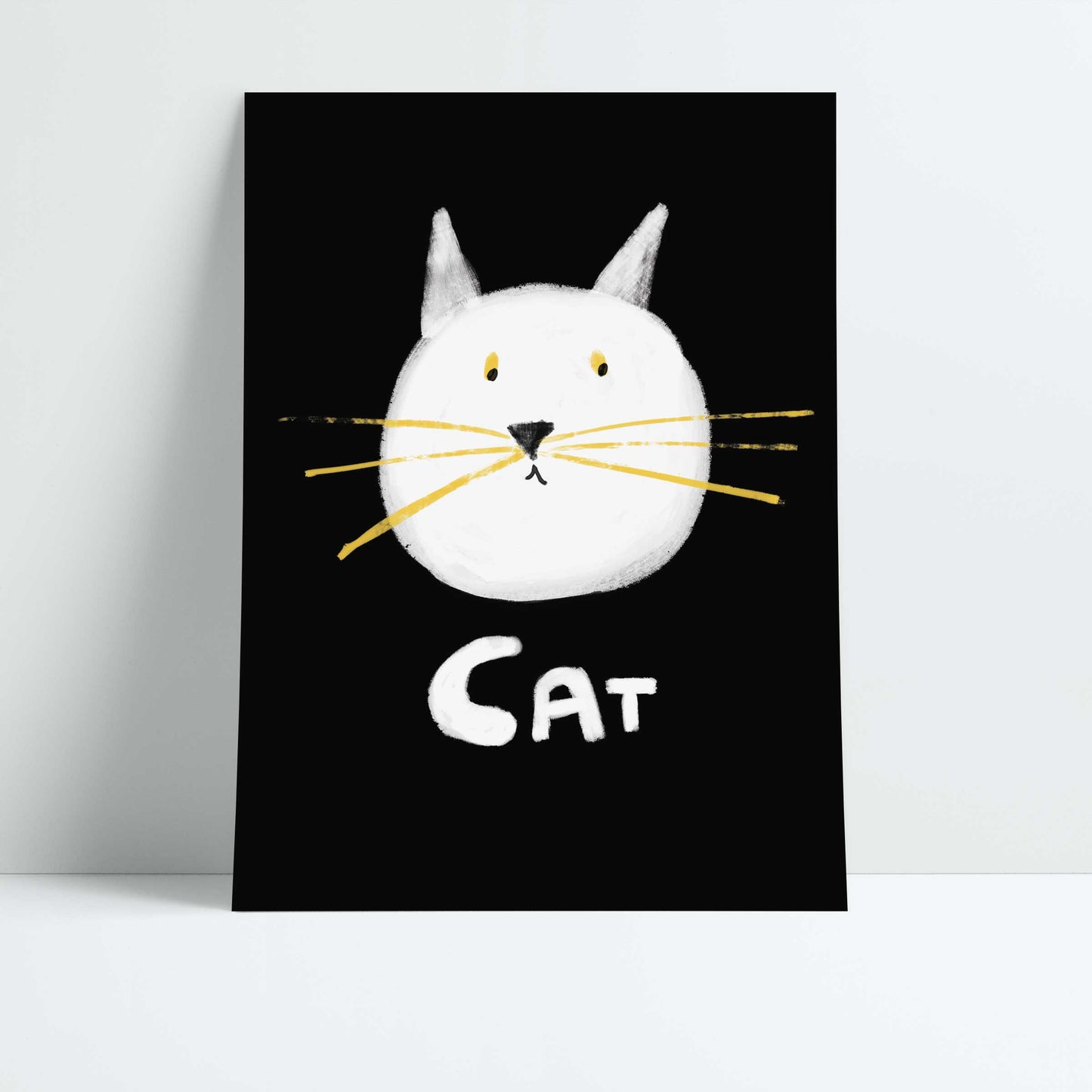 Cat Print - Black with white Fine Art Print
