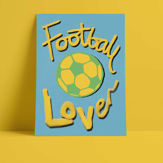 Football Lover Print - Blue, Yellow, Green Fine Art Print