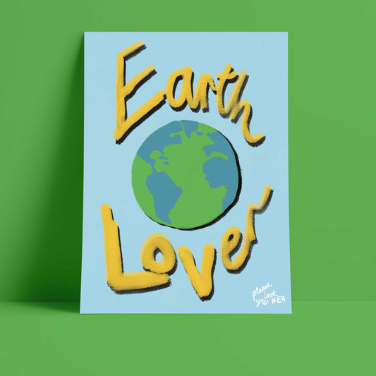 Earth Lover Print - Blue, Yellow Fine Art Print