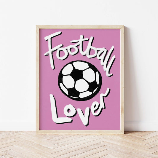 Football Lover Print - Pink, Black, White Framed Print