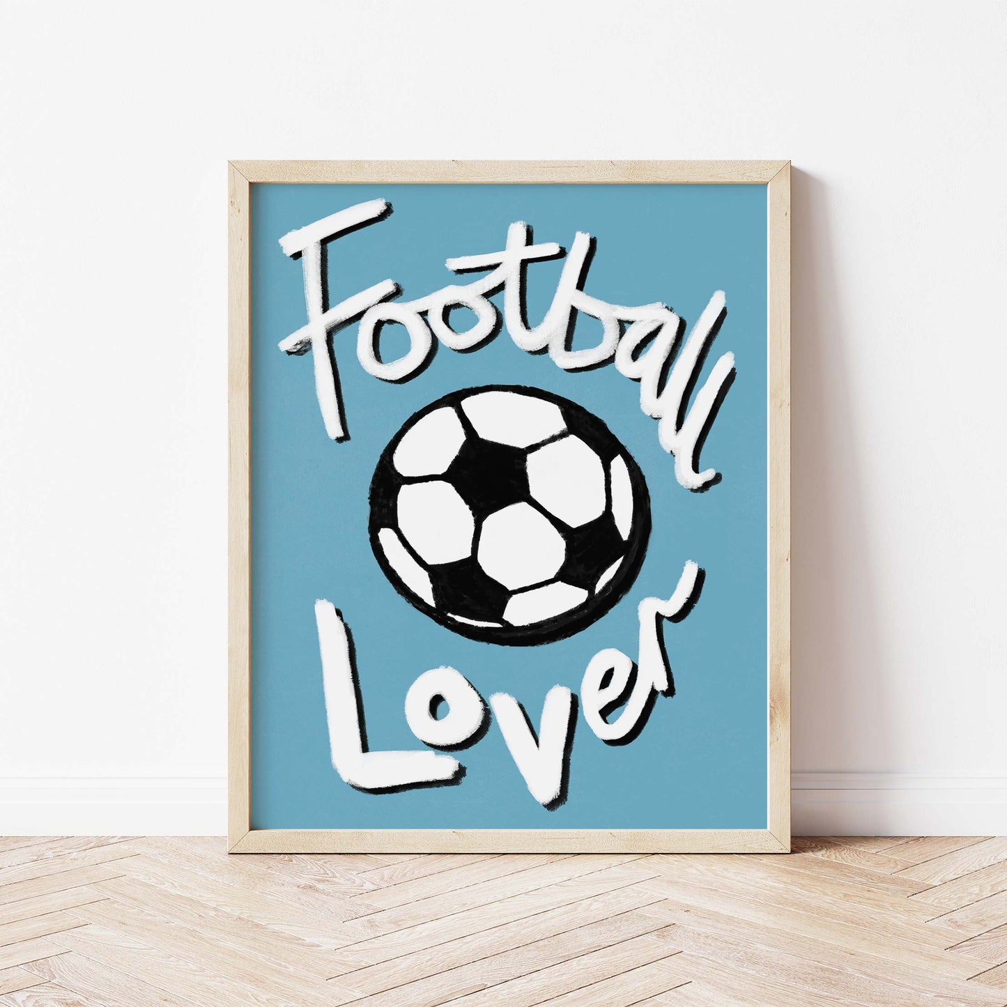 Football Lover Print - Blue, White, Black Framed Print