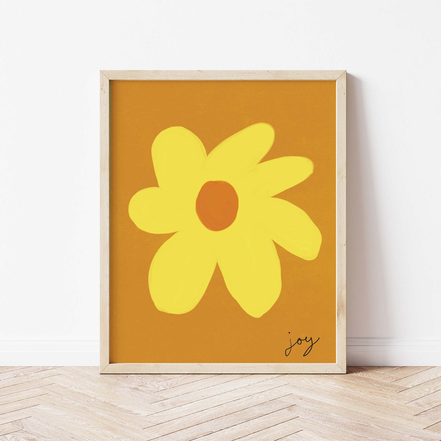 Joy Flower Print - Brown, Yellow Fine Art Print