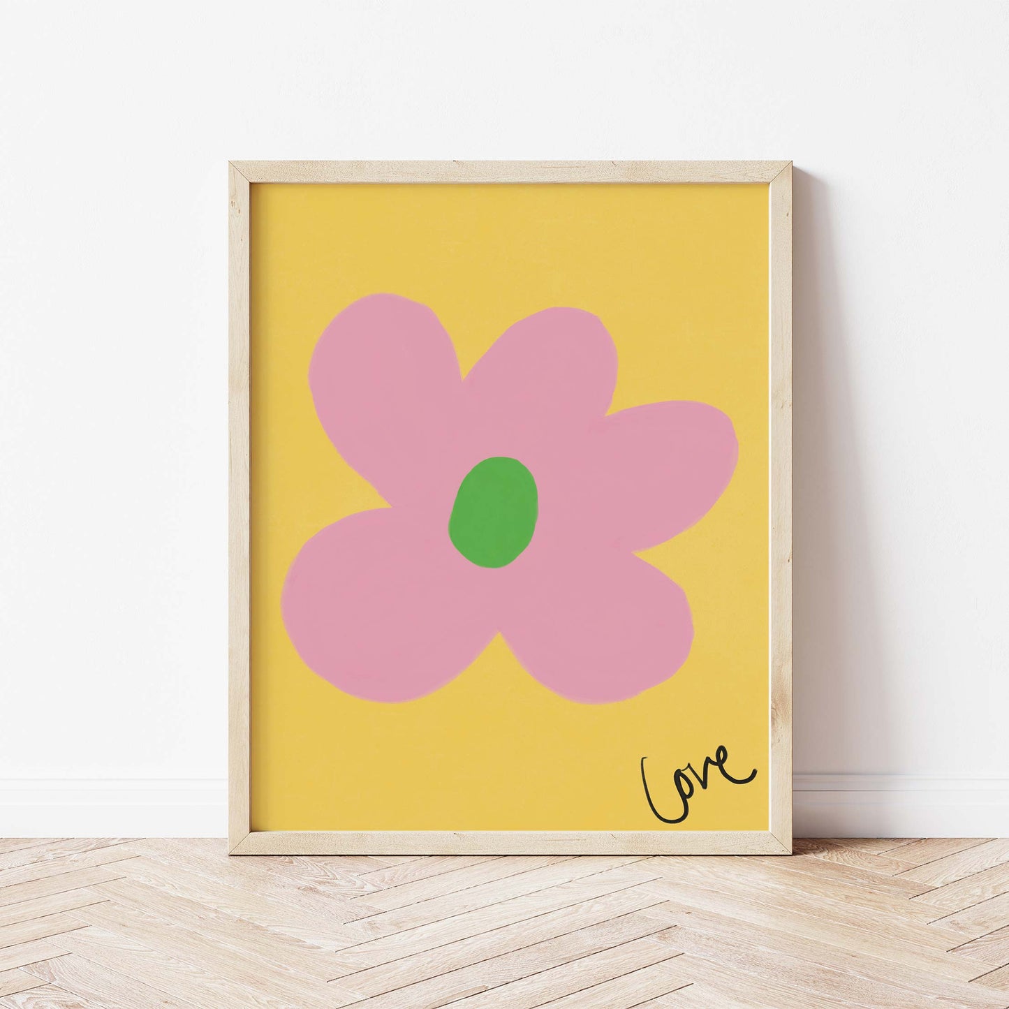 Love Flower Print-Yellow, Pink, Green Fine Art Print