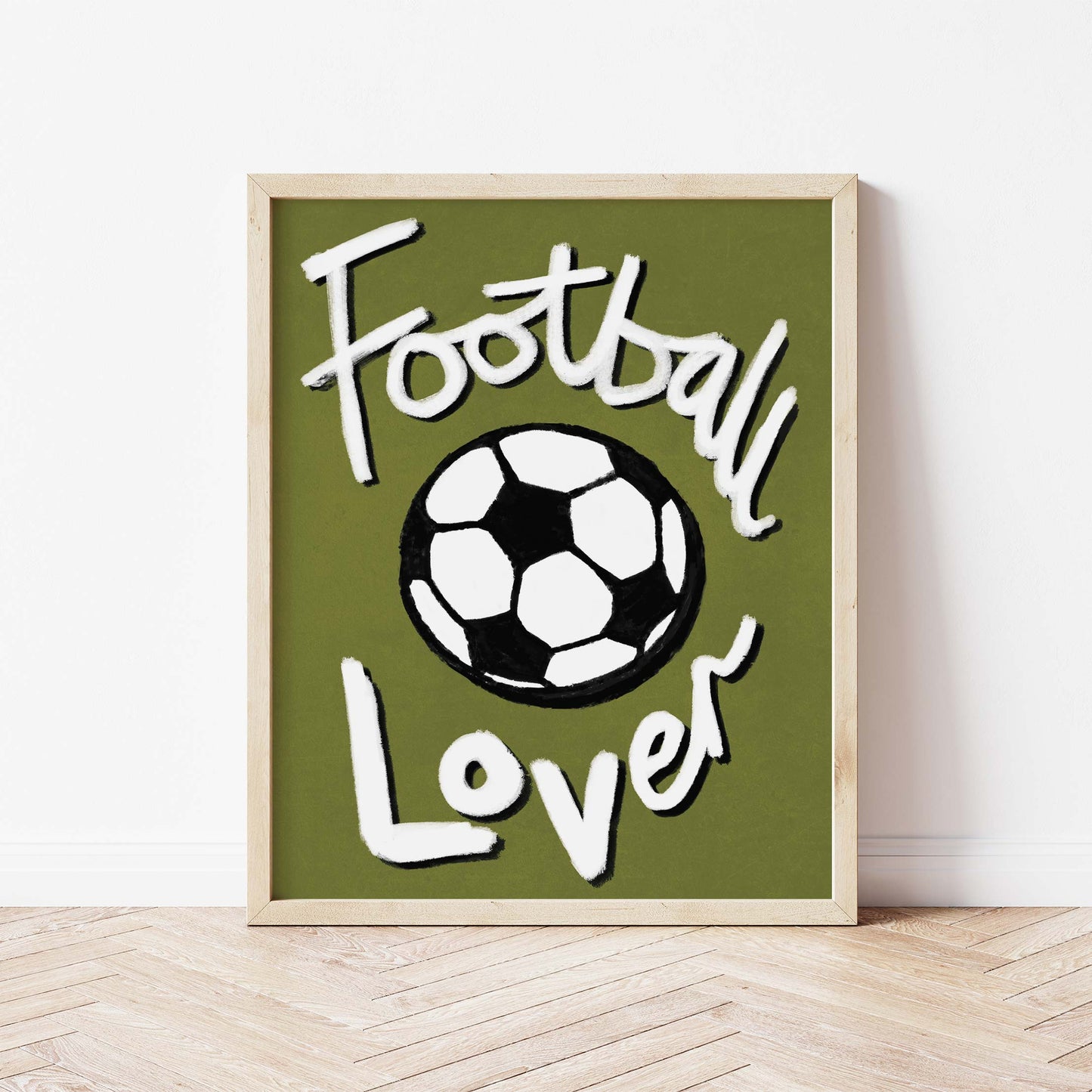 Football Lover Print - Olive Green, Black, White Framed Print