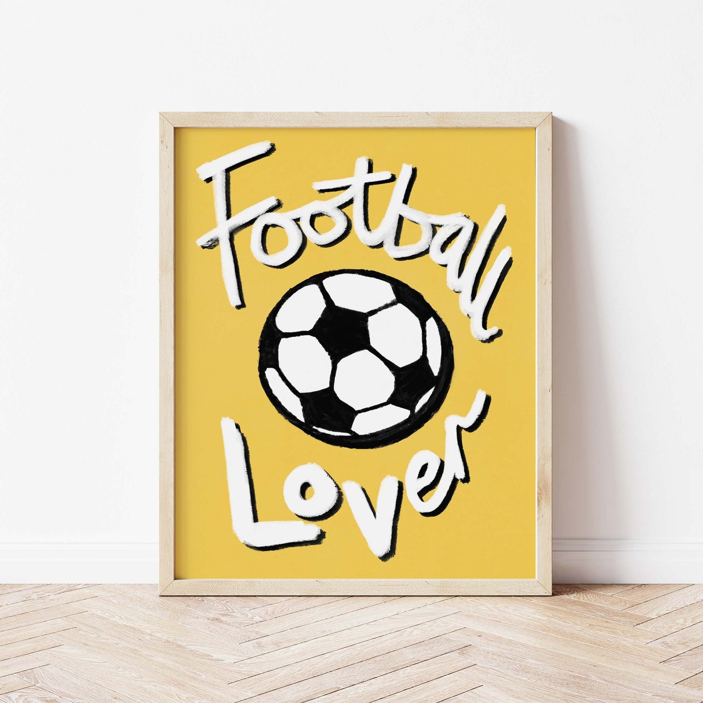 Football Lover Print - Yellow, White, Black Framed Print