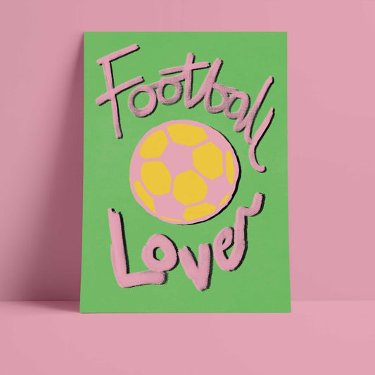 Football Lover Print - Green, Pink, Yellow Fine Art Print