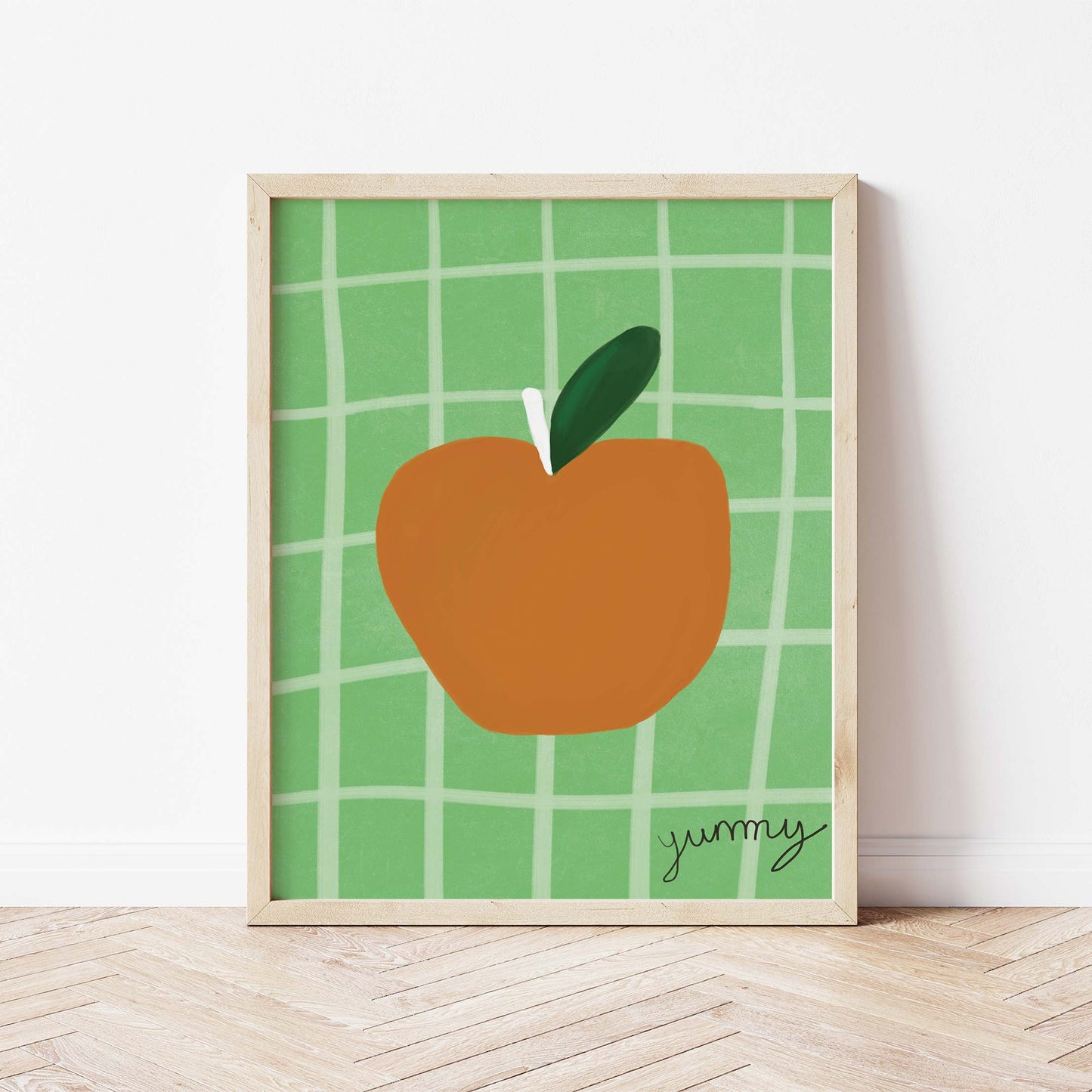 Yummy Apple Print - Green, Brown Fine Art Print