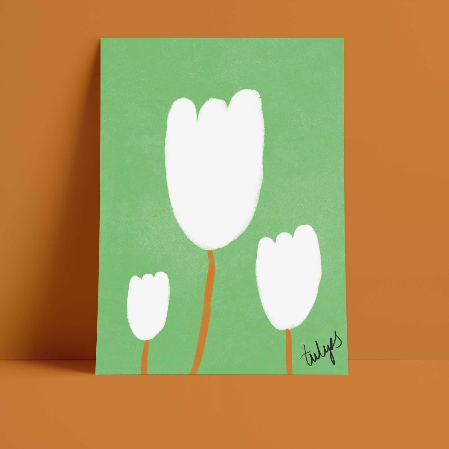 Tulips Print - Green, White Fine Art Print