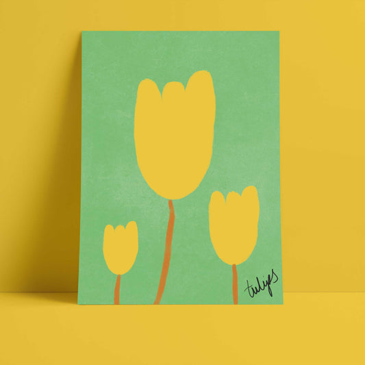 Tulips Print - Green, Yellow Fine Art Print