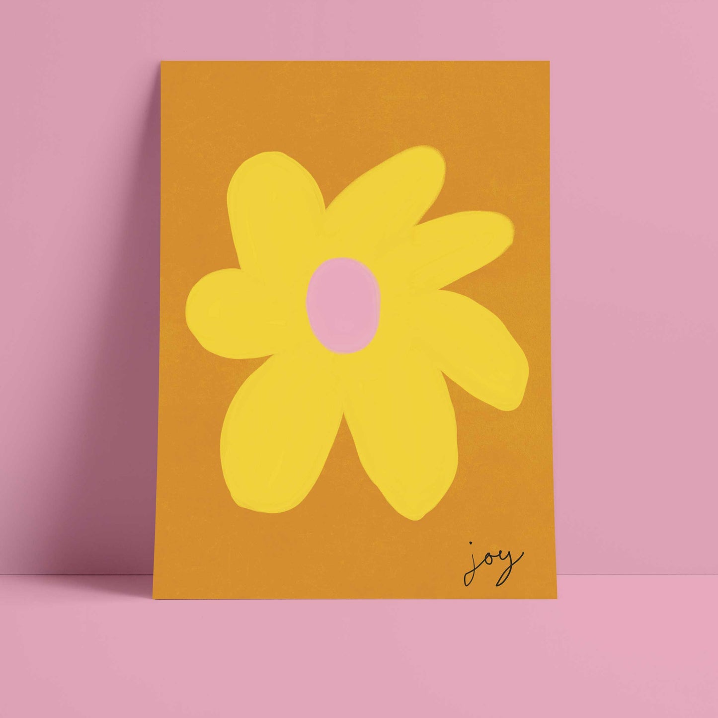 Joy Flower Print - Brown, Yellow, Pink Fine Art Print