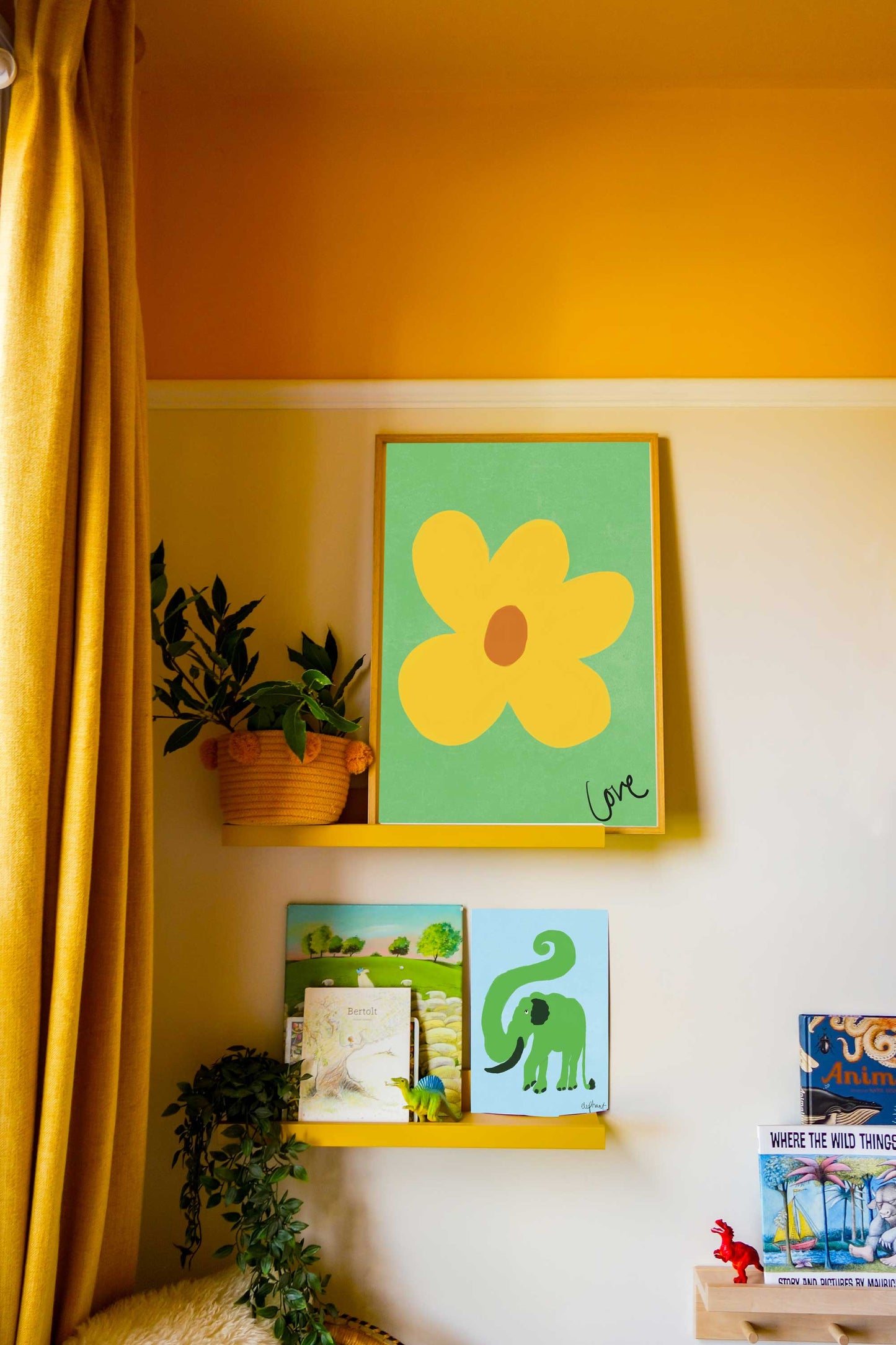 Love Flower Print - Green, Yellow, Brown Fine Art Print