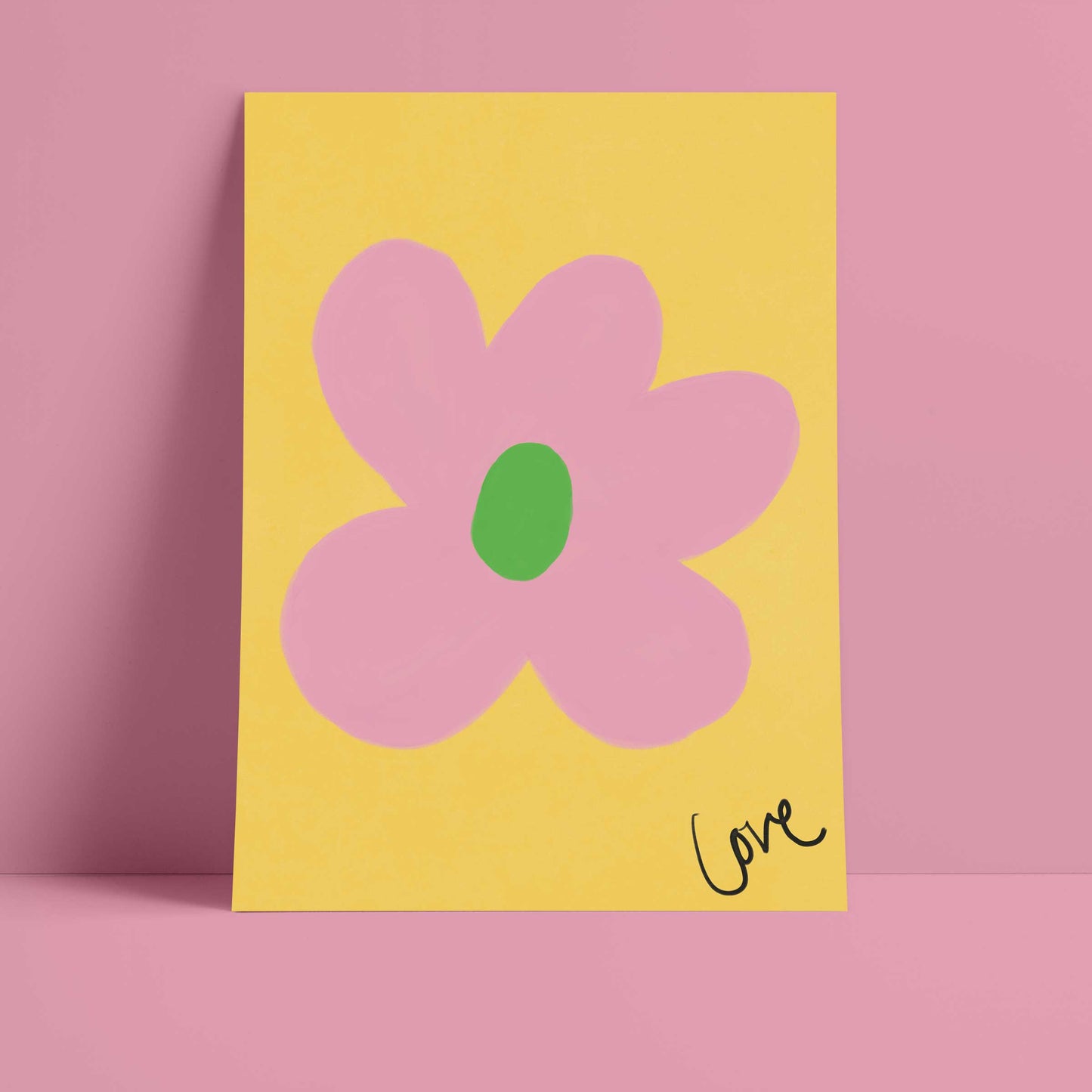 Love Flower Print-Yellow, Pink, Green Fine Art Print