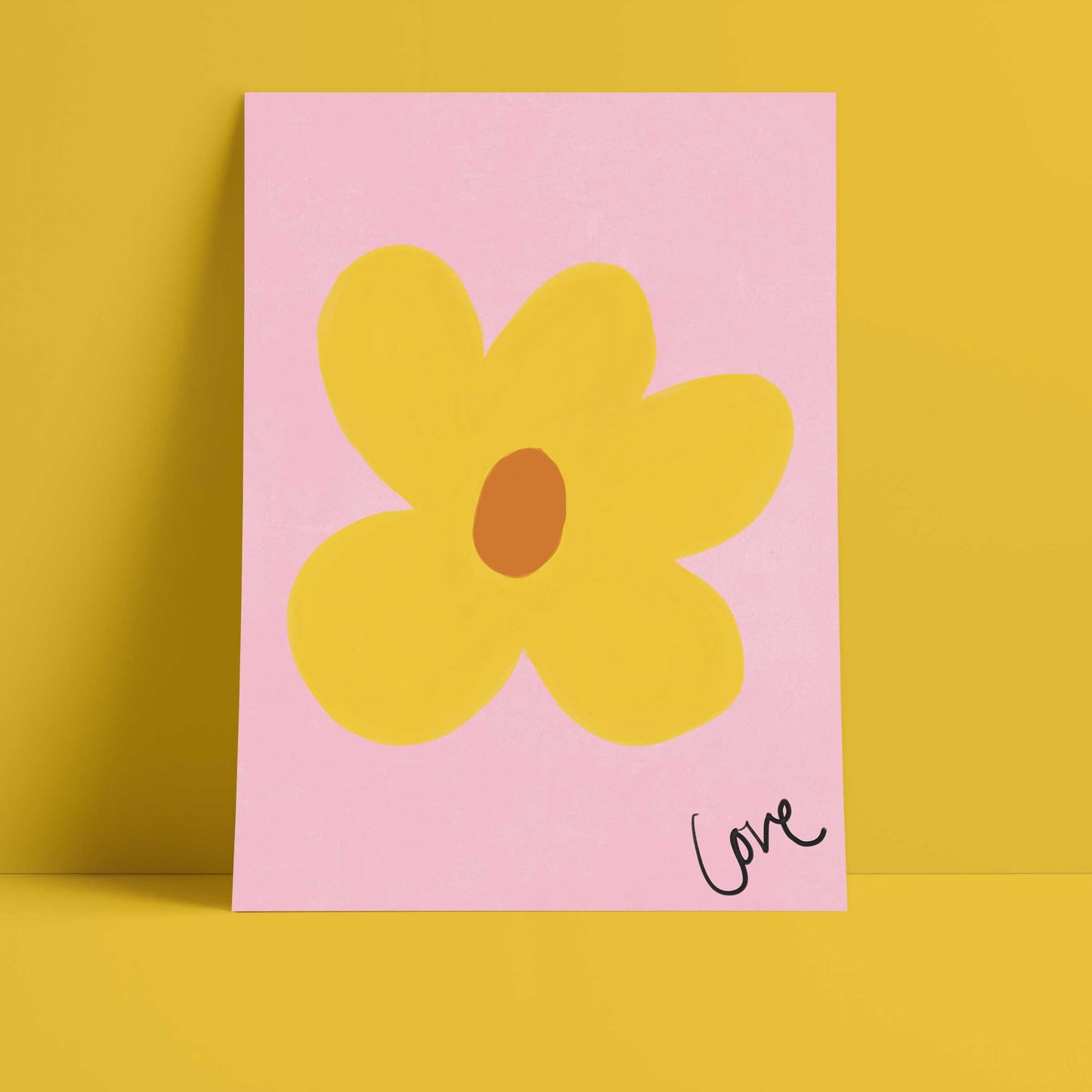 Love Flower Print - Pink, Yellow, Brown Fine Art Print