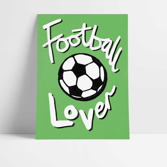 Football Lover Print - Green, White, Black Fine Art Print with Hanger