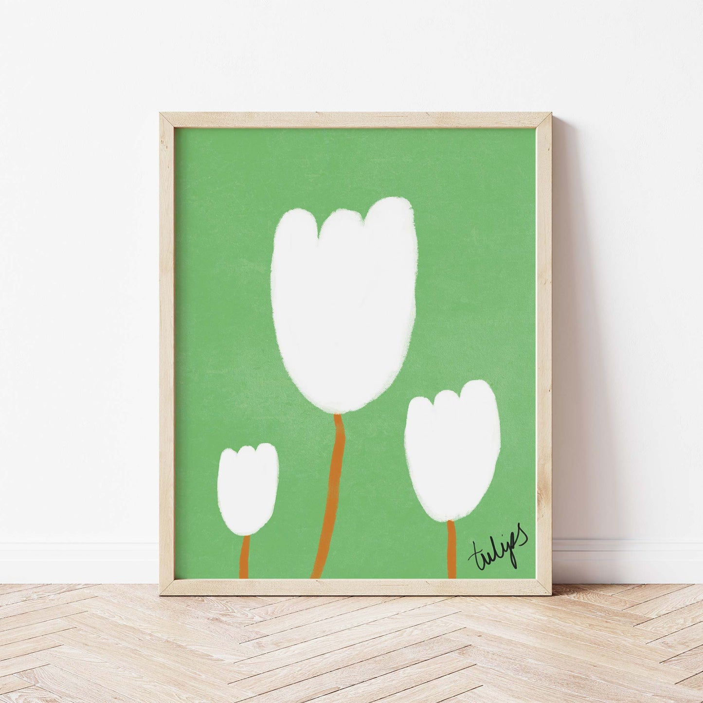 Tulips Print - Green, White Fine Art Print